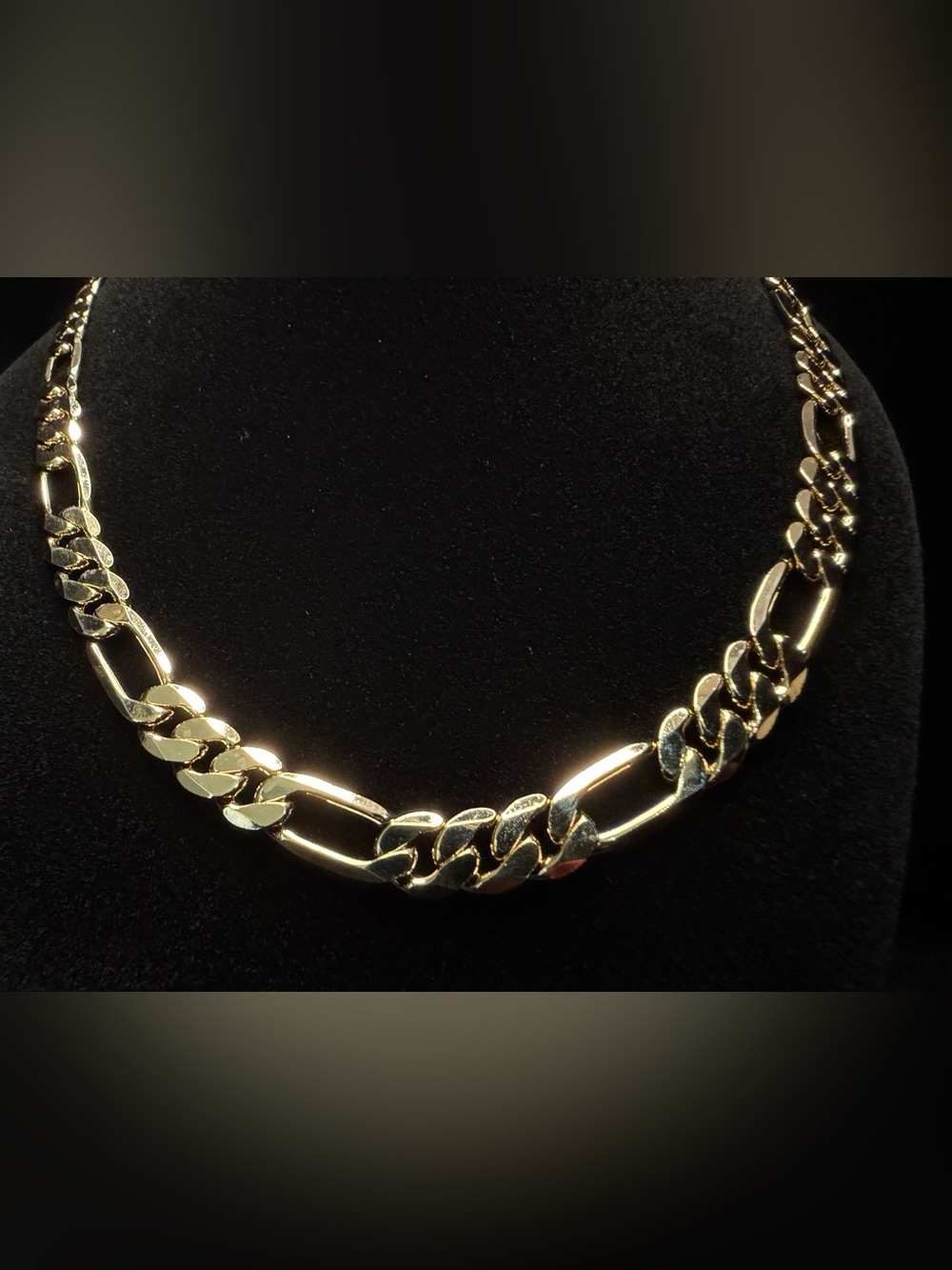 Figaro 30in 8MM 14K Stamped Gold Premium Finish Chain Brand New Statement Piece